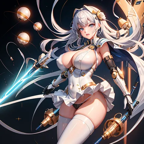 One Girl、Gal Swordsman Sailor Uniform Cyber Armor Equipment、missile: Cyber Armor Below the Thigh、Have a lightsaber、Camel Toe、Giant tit、Nipple Puffs、Cleavage、Plump、Super big breasts、Super big butt