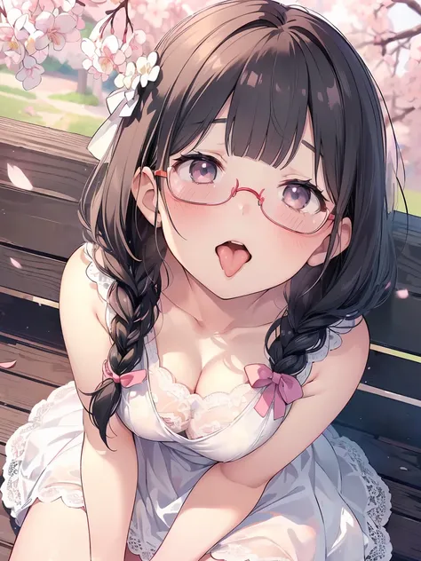 Very detailed, highest quality, High resolution, Moe Anime, ((A cute elementary school girl with black hair and droopy eyes)), ((Wearing large round glasses:1.4)), (Baby Face), Cute eyes, Detailed eye depiction, Sparkle in the eyes, View your viewers, Pale...