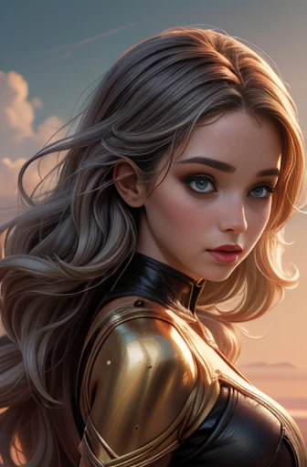 uma mulher com cabelos longos e um capacete de penas em frente a uma fogueira, Magali Villeneuve&#39;, inspirado em Magali Villeneuve, graphic artist Magali Villeneuve, uma mulher berserker muito bonita, Arte impressionante de personagens, epic fantasy art...