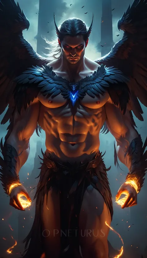 (best quality,4k,8k,highres,masterpiece:1.2),ultra-detailed,realistic:1.37,epic art,colorful scary angel,(Apterus:1.5),oil painting,angry eyes,dark wings,vibrant colors,mysterious background,heavenly atmosphere,glowing halo,intense emotions,expressive brus...