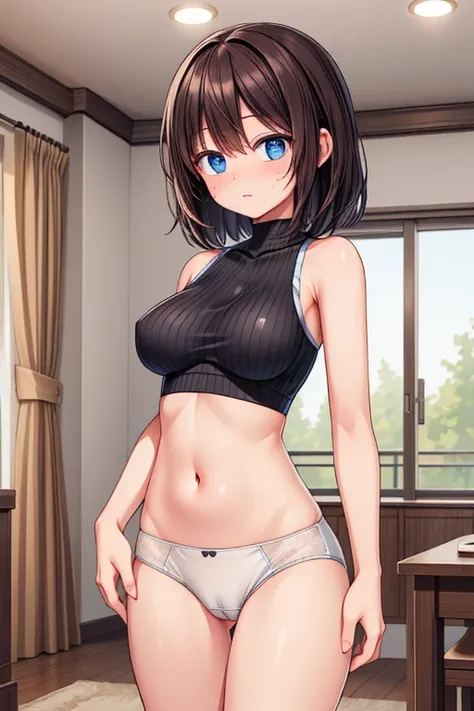 (((ultra detailed, The best quality, 8k, HDR))), ((woman, tight underwear)), cameltoe ((mark))), room