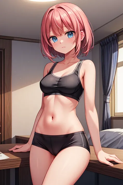 (((ultra detailed, The best quality, 8k, HDR))), ((woman, tight underwear)), cameltoe ((mark))), room