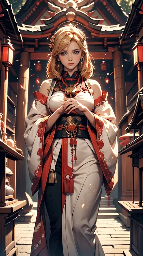 (One girl:1.3),alone,__Body parts__,, Official Art, unity 8k wallpaper, Super detailed, beautiful and aesthetic, beautiful, masterpiece, highest quality,A fantastic atmosphere, Calm palette, Calm mood, Soft Shading,, Shrine maiden, incantation, Amulet Fami...