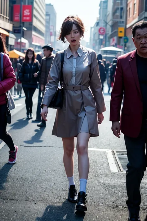 People who suffered from May disease, The city is overflowing with people suffering from May sickness., Everyone, young and old, walking around like zombies

