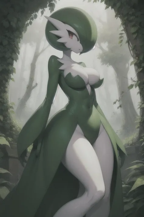 Overgrown plant life, mutated, dragon monster, female creature, Gardevoir,