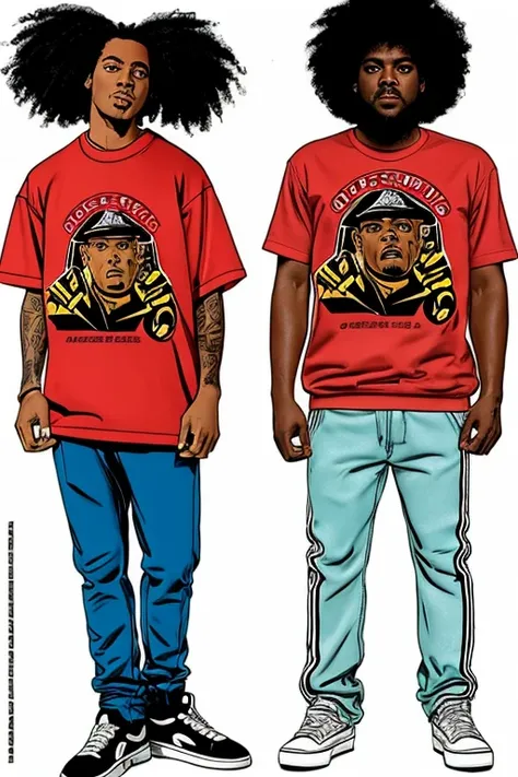 (comic), los raperos de los 90s, old school versus, vs raperos 2000s new school. ice cube, dree. snoop dog, thupac y notorious big, modelando ropa de marca LKCwearStreet,playeras, sudaderas,camisetas, todas van con la palabra ( LA KLIKA SKUAD ).en la parte...