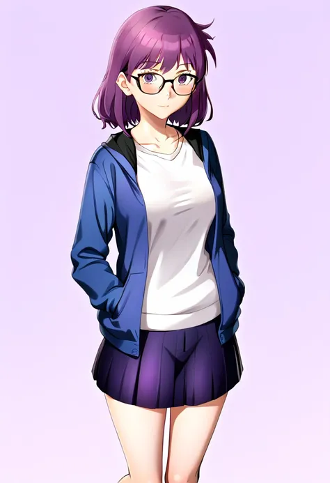 purple hair and glasses、anime characters, marin kitagawa fanart, anime moe art style, cute girl anime visuals, female protagonis...