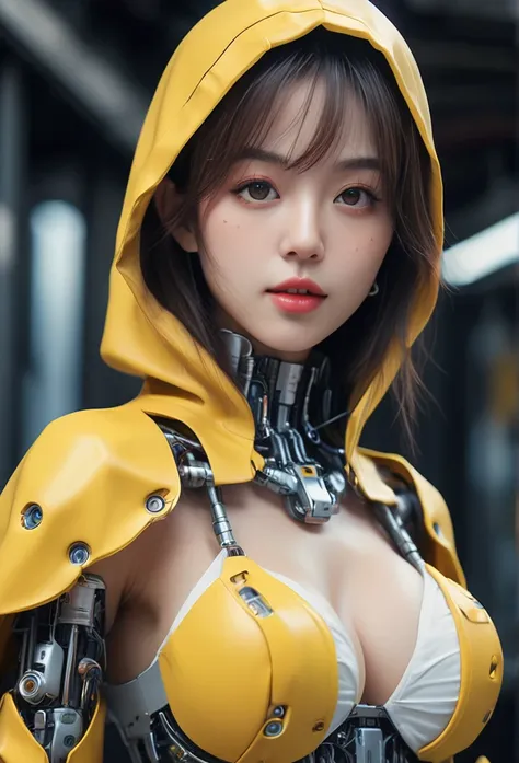 Realistic picture 8k,Masterpiece,Highest quality,Maximum details,anatomy,hips up,
Cyber beautiful girl robot cyberMachinery ,«Little yellow Riding Hood