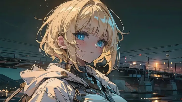 (masterpiece:1.2), (highest quality:1.2), Perfect Eyes, Perfect Face, Perfect lighting, One Girl,Bob, Complicated hairstyle, Compensate, Black Lips, Thick eyelashes, sad, Melancholic beautiful landscape,Blonde,Assault rifle,(Large Breasts)