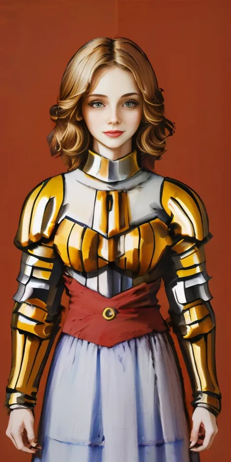 (masterpiece, best quality, 4k, 1girlsolo, 1MILF, mmplatz, smile, red cheeks, plain background:1.2) Female Knight (Final Fantasy Tactics)