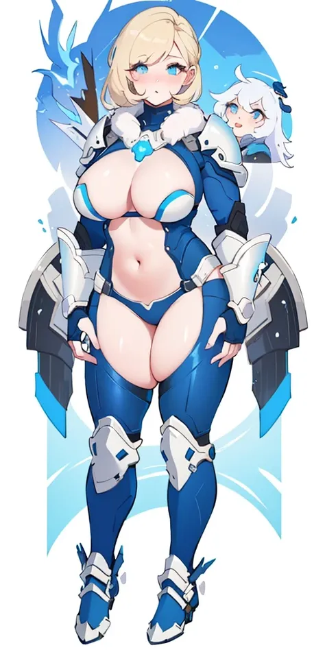 sexy woman in a blue outfit, concept art by senior character artist, Artstation, furry art, thicc, thick armor, sfw version, thick smooth warframe thighs, cutesexyrobutts, from overwatch, commission for high res, samira from league of legends, orianna, blu...