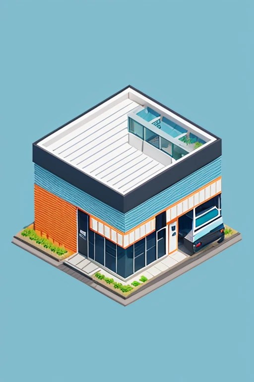 Small building modern building, (isometric:1.1