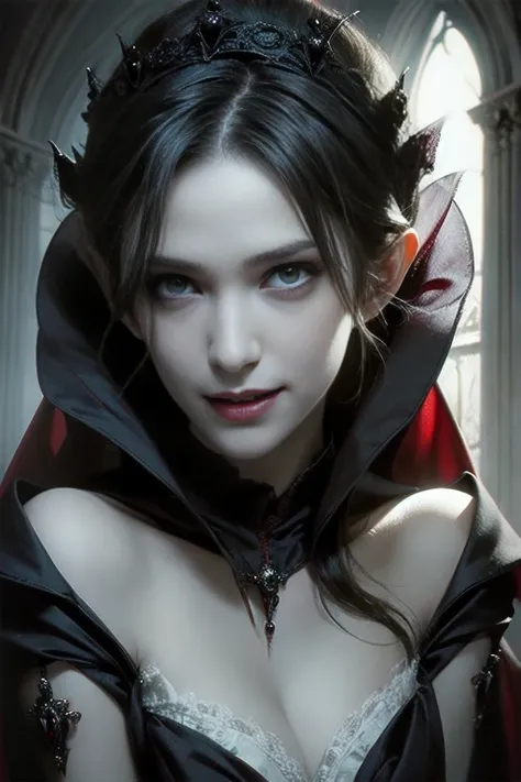 very pretty vampire girl, smiling