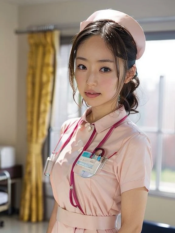 1 girl,(wearing white nurse clothes:1.2),(raw photos, highest quality), (realistic, photo-realistic:1.4), masterpiece, very deli...