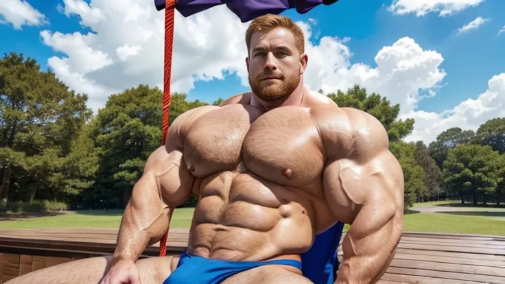 (1boy), (soft smile), tan skin, (muscular:1.7), (defined muscles:1.5), (beautiful:1.5), (handsome:1.4), (gorgeous:1.3), (ginger:1.3), flexed chest, white jockstrap, bowtie, (good face:1.5), (male model:1.3), beefy, bulky, matured man with a beard, rugged, ...