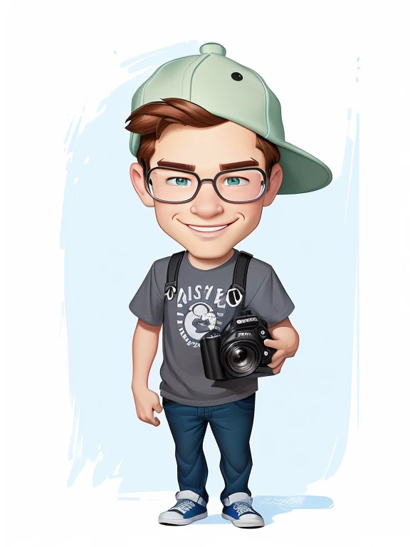 Disney Pixar, 4k, a cartoon boy with a camera and a hat, cartoon portrait, cartoon digital art, in cartoon style, caricature style, caricature illustration, caricature, CARTOON ARTstyle, cartoon art digital, professional illustration, CARTOON ART, cartoon ...