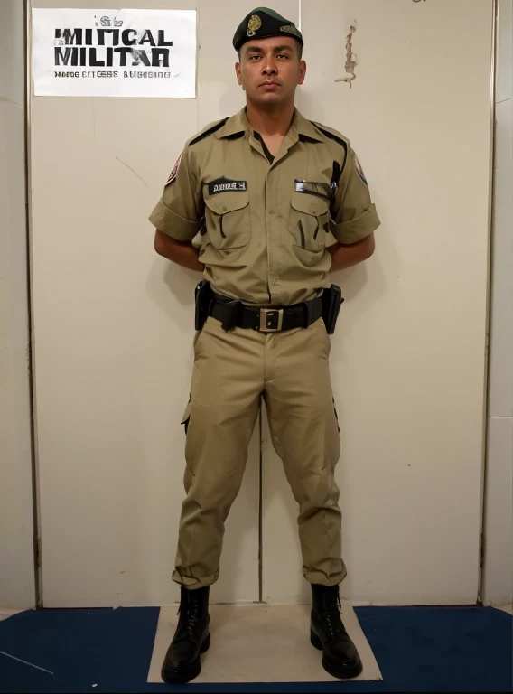 Homem brasileiro soldado uniforme policia militar