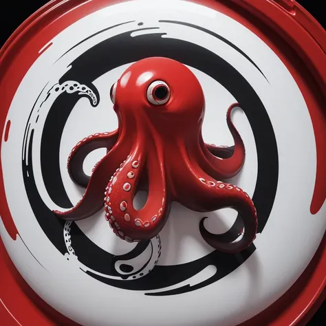 (best quality,4k,8k,highres,masterpiece:1.2),ultra-detailed,(realistic,photorealistic,photo-realistic:1.37),logo,octopus,minimalist,WACKY DESING brand,black,white,red