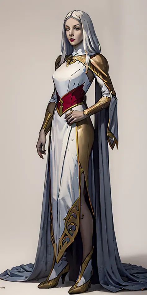 ((Masterpiece, white background)) full body of a woman in a dress with a veil, feet together, standing feet together, military boots, beautiful fantasy maiden slave warrior, beautiful fantasy art portrait, fantasy victorian art, medieval fantasy art, beaut...