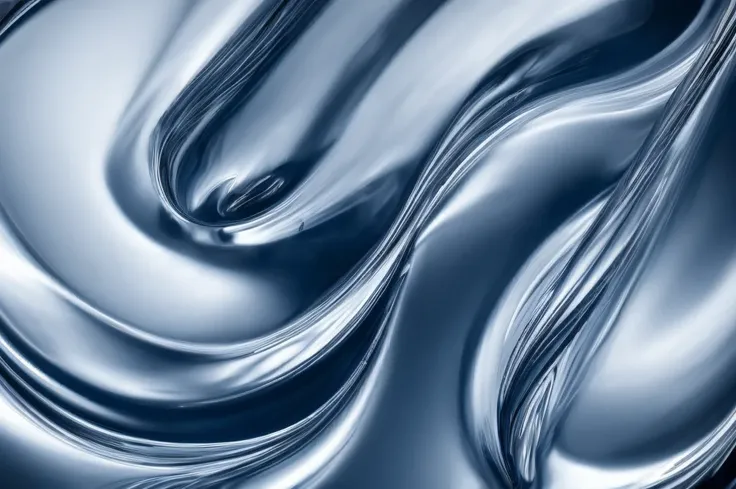 wallpaper, liquid metal, 3d render, a close-up view of a curved, blue and white object that appears to be made of swirling, undu...