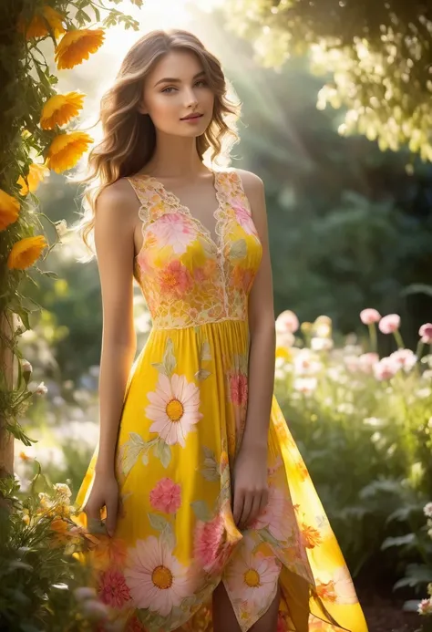 Stable Diffusion prompt:
a model, Paper Daisy dress, bright yellow, orange, or pink petals, vibrant colors, detailed dress, intricate patterns, high resolution, professional lighting, photorealistic, soft fabric, flowing silhouette, delicate lace details, ...