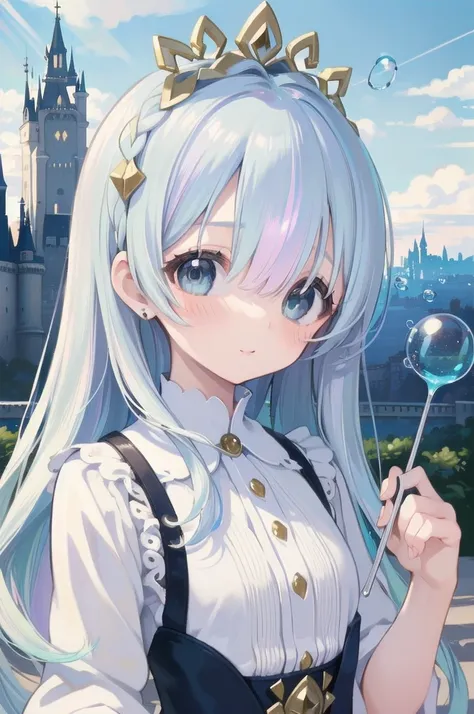 masterpiece, best quality, extremely detailed, (illustration, official art:1.1), 1 girl ,(((( light blue long hair)))), light blue hair, ,10 years old, long hair ((blush)) , cute face, big eyes, masterpiece, best quality,(((((a very delicate and beautiful ...