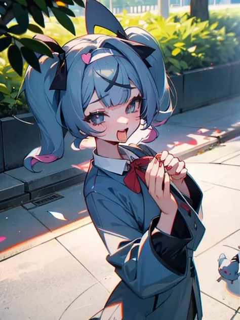 Hatsune Miku feeding pigeons in the park,have fun