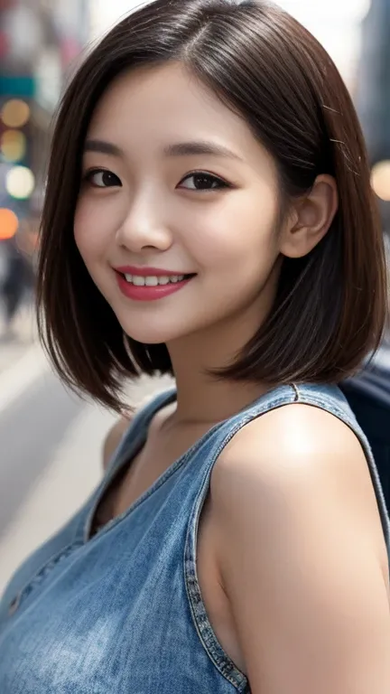 A girl named Nana, Short Hair, Brown Hair, 28 years old, ample bosom, Slender, Round face, drooping eyes, winking smile, first-person view, Retro Flare, f/2.0, 105mm, Sony, UHD, retina, masterpiece, ccurate, anatomically correct, textured skin, super detai...