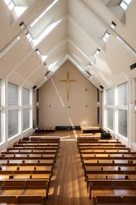 masterpiece , best quality, ((office)),  church interior,  indoors, window, chair, table, scenery, ceiling, ,  floor,