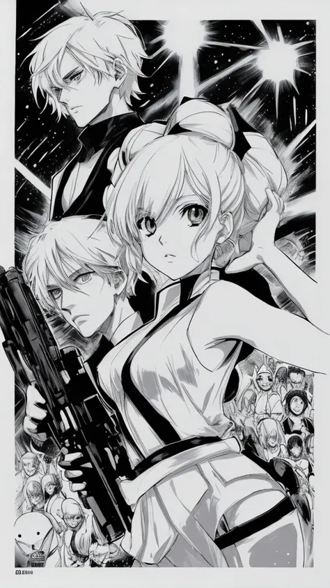 Manga noir et blanc star wars personnage multiple 