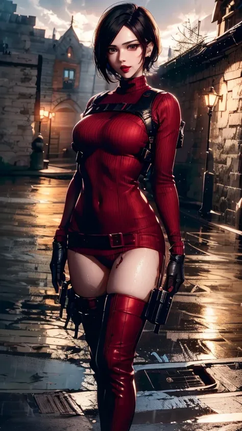 beautiful girl, 18 years old, medium breasts,wet, camel toe, red lips ,
Red evening dress, sexy pose,
Resident evil, Ada wong,