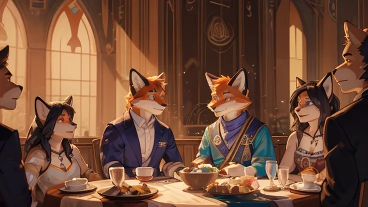 The orange cat and the fox finally arrived at the center of the mysterious forest. Here, they attended a grand banquet hosted by forest elves. At the banquet, all kinds of wonderful creatures and delicious food opened their eyes to the two of them. They co...