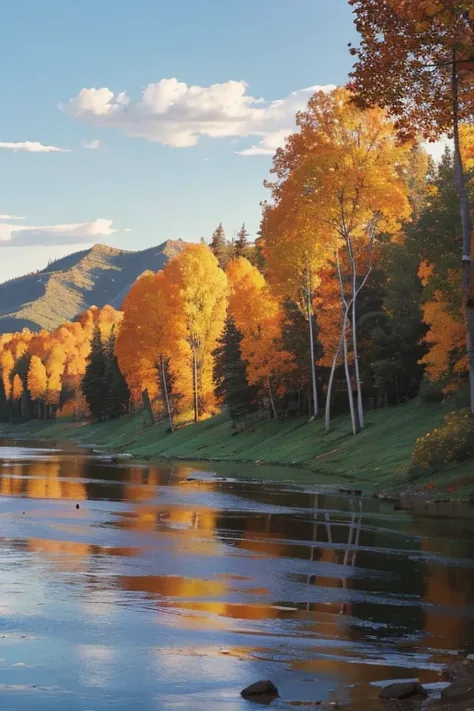 autumn wind on the river，the wilderness enters the sky