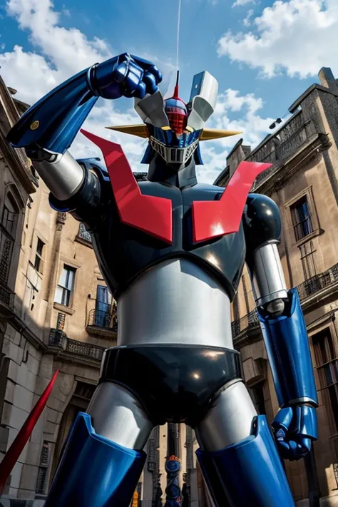 (masterpiece, best quality), high resolution, (8k resolution), (ultra detailed),  mazinger z robot  destroying burgos city