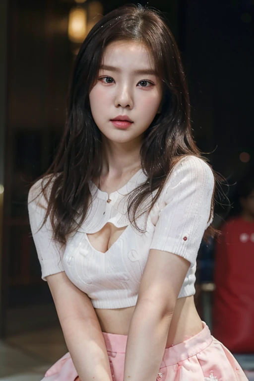 hd, realistic, south korean girl, kpop idol, 21 yrs old, cute diligent, heart shaped faced, doe eyes, cute outfit, black hair, lee ji-eun a spoiled rich, cute, smart, talented, rude, charming, sexy, delicate, beautiful innocent(innocently looking at the le...