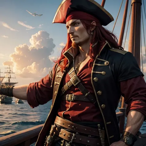 Red-haired pirate captain