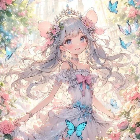 (Exquisite, beautiful, Very detailed, masterpiece, High resolution,high quality,High resolution),(Well-formed face,Soft and thin lines: 1.2, beautiful, Delicate and vivid illustrations with a mature and clear feel),夜のInside the castle,A smiling fairy princ...