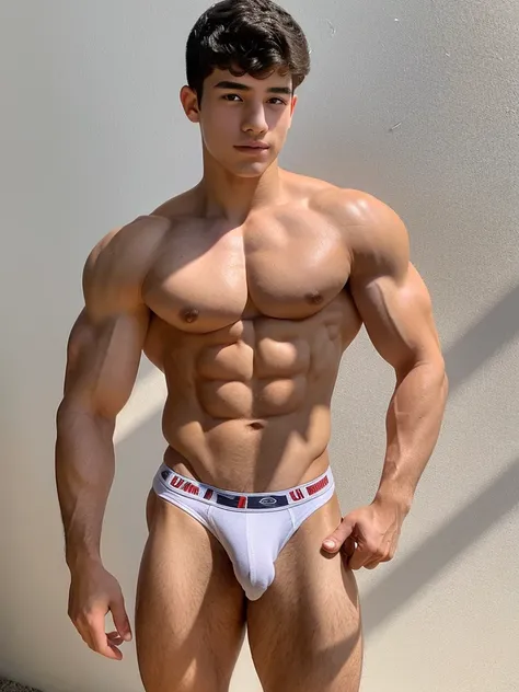 Un chico , 16 years old very beautiful, piel blanca con rasgos finos, poca ropa, pectorales fuertes definidos, al descubierto, desnudos, piernas musculosas, hermosos pezones grandes obscuros grandes y puntiagudos, abs definidos, 