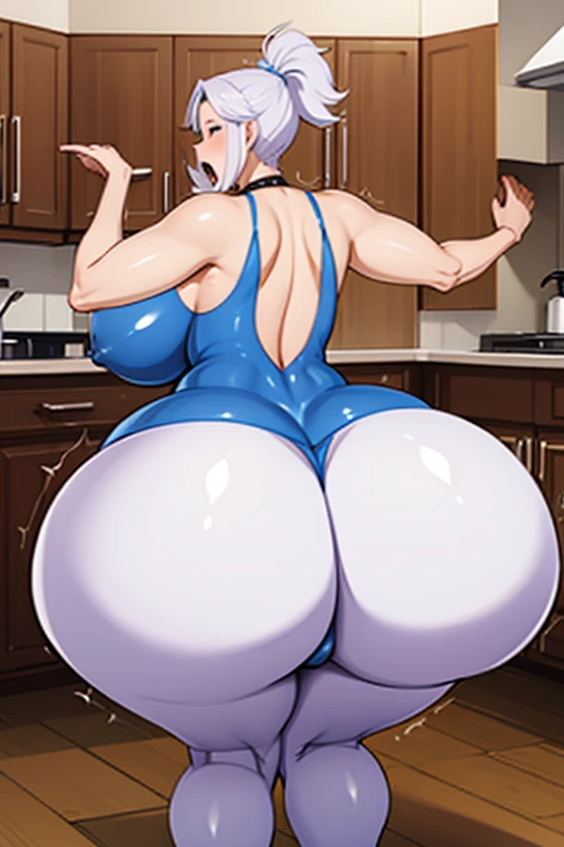 Granny with enormous booty having  sex with young man in kitchen ,enormous booty, very large cheeks, very wide hips, largest haunches