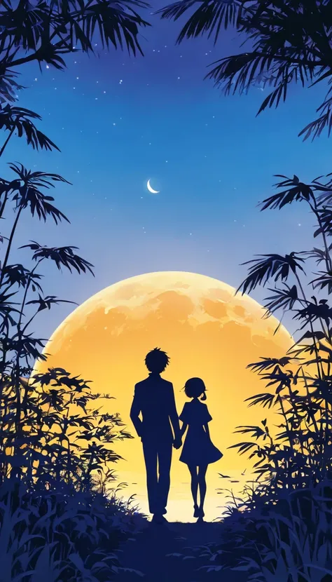 (silhouette art,Cutout:1.6)
(((Paper cutting art,A world where only black exists:1.3)

Men looking left,woman looking right
,Full Moon Behind

break
(sunrise、purplish color,Grass:6.1)
white solid glass background