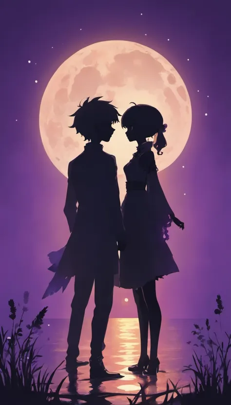 (silhouette art,Cutout:1.6)
(((Paper cutting art,A world where only black exists:1.3)

Men looking left,woman looking right
,Full Moon Behind

break
(sunrise、purplish color,Grass:6.1)
white solid glass background