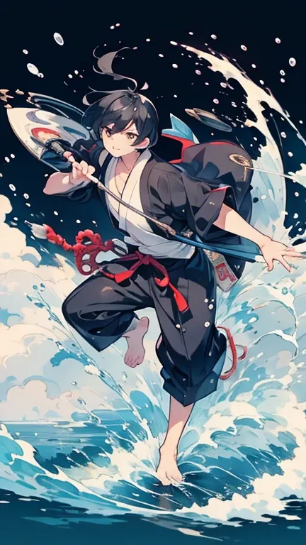 Anime Style,highest quality, masterpiece,Black Hair,  iris,Simple Background,One Man, Fluid movement,Japanese style,Goemon