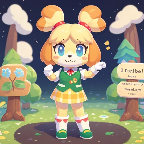 score_9, score_8_up, score_7_up, high-res,  2d, Animal Crossing (style), Isabelle (animal crossing), cute, adorable