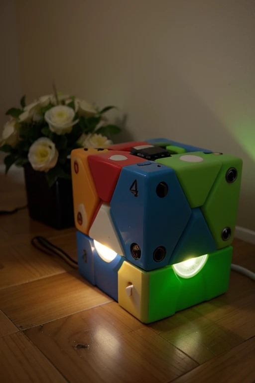 Led light lamp with analogy of game Cube and Mario Bros.. Cambiar la parte de arriba por la forma de hongo de Mario Bros 