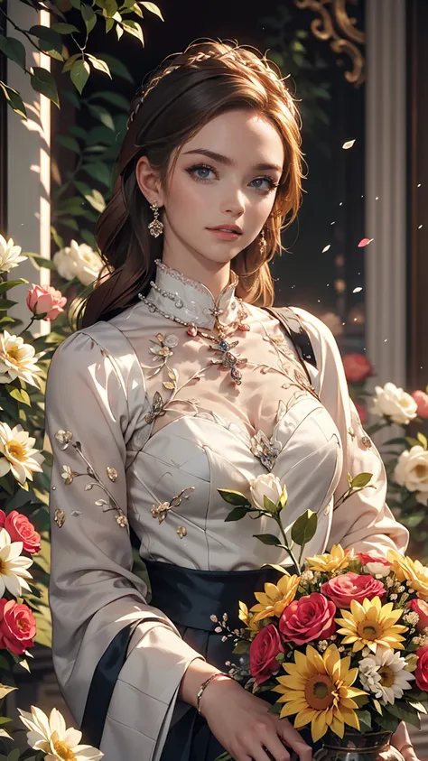 Close-up of a woman arranging flowers in a vase, With flowers, Magazine Photos, by Ayami Kojima, Official artwork, Shin Jinyoung, Surrounded by frozen flowers, Ni Tian, Dilraba Dilmurat, Jaeyoung Nam, First Wave, Fan Se-, mackenzie foy, by Zhang Han, Park ...