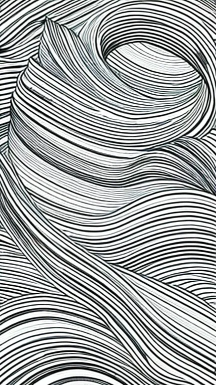 Kanze Water Pattern、abstract drawing、Image of a wave、(((7 horizontal lines、Random Curves)))