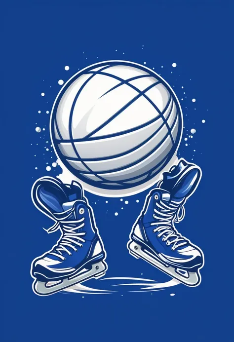 Volleyball ball logo with legs with skates