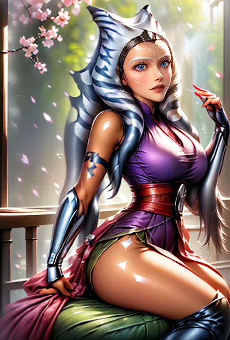 (((ahsoka)))　(bright red rouge lips)　super big boobs　chubby　plump　super big butt　wet ass　　big eyes　sakurafubuki　((gorgeous super...