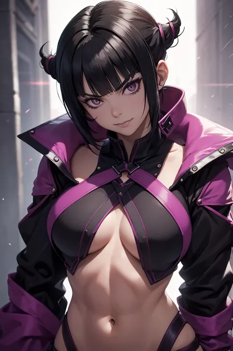 raios de luz,juri han,belo corpo,mulher jovem,short black hair , badass , colan,May,coxas torneadas,Evil Smile,juri han,chifres de cabelo,detalhes do corpo,low yellow lighting,raios de luz belo corpo detalhado
