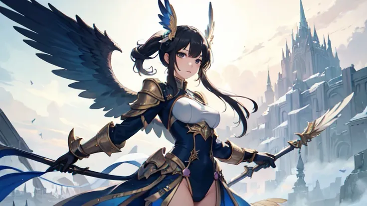 ((best quality)), ((masterpiece)), (detailed), Perfect face，Woman dressed in futuristic clothing，Standing in front of a big tree，Feathered wings, Archangel Knight，girl, Armor Girl, 穿着机甲网络装甲的girl, 十二生肖girl的骑士, Mechanized Warrior Girl, Anime Fantasy Artwork,...